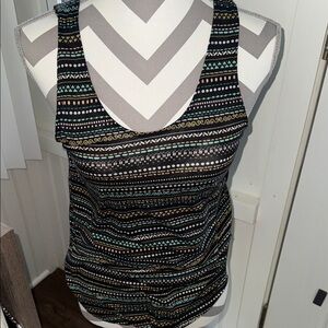 H&M Black and Green Patterned Tank Top